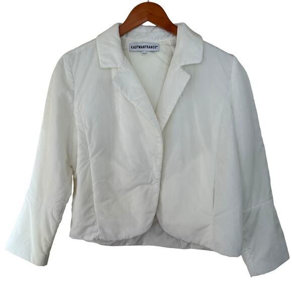 Kaufman Franco Nylon Cropped Puff Blazer Women's White Jacket Size Large - Picture 1 of 4